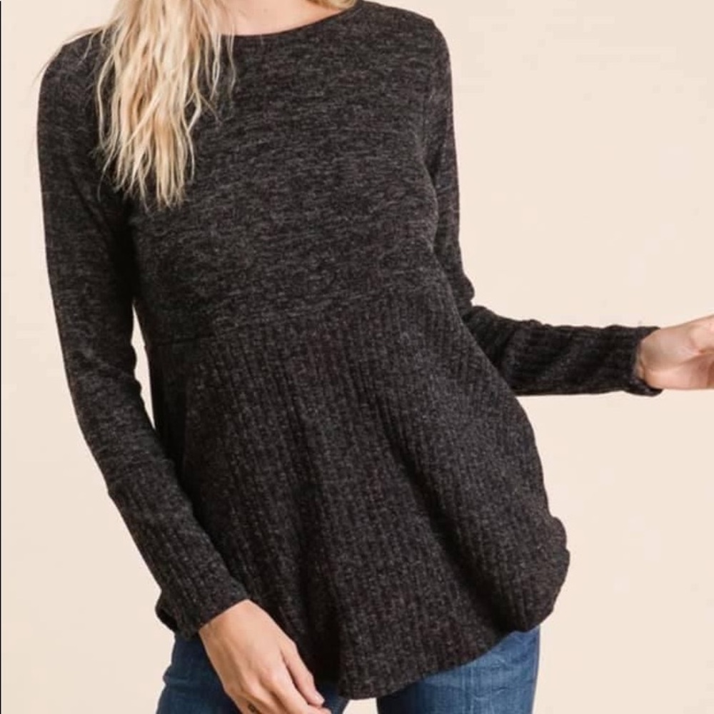 Viamor Black/Charcoal Grey Mix Tunic Top - Picture 1 of 1